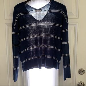 Carve Designs Deep Blue and White Knit Top